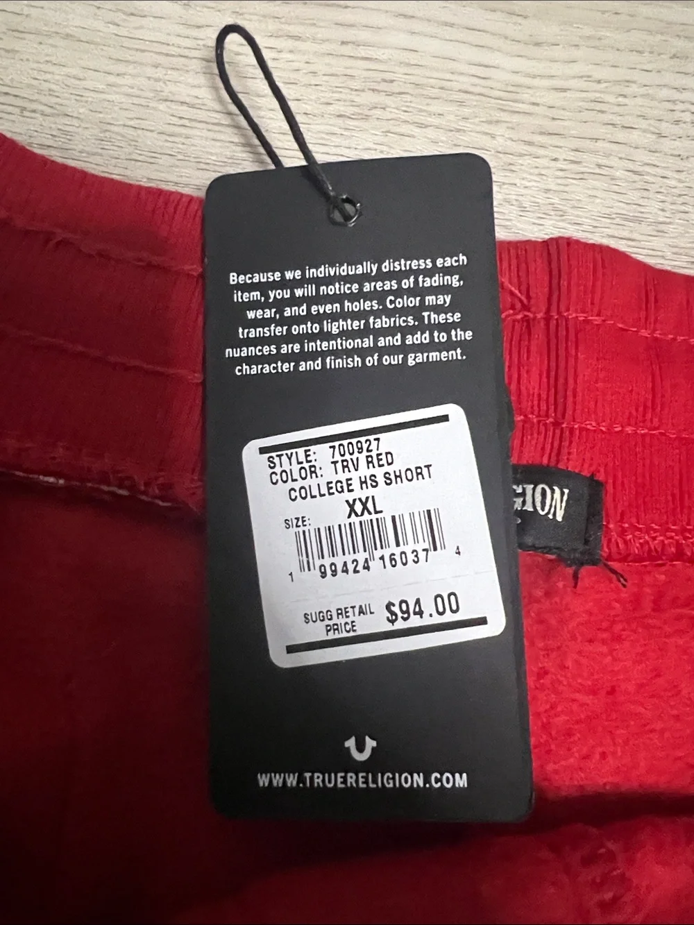 True Religion Men's Red Athletic Logo Knit Shorts